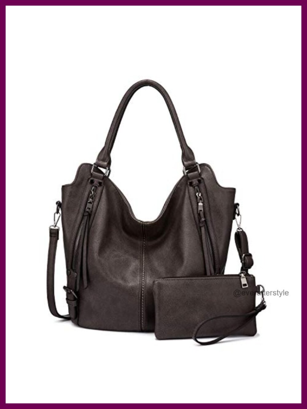PU Leather Hobo Tote Bag Women Shoulder Handbag Adjustable Strap Large Purse
